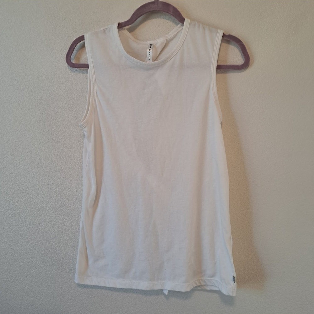 Fabletics Womens White Open Twist Back Sleeveless‎ Activewear Tank Top Size S